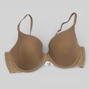 Natori Private Luxuries tan nude underwire bra size 36 D push up nylon neutral